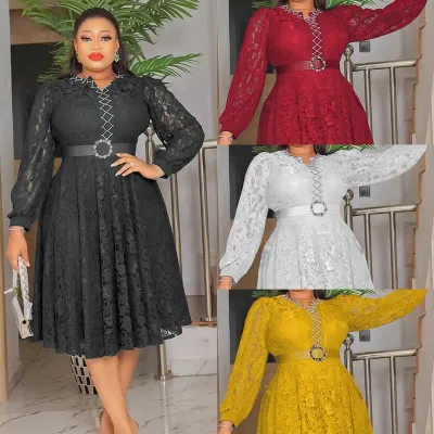 New Design Plus Size African Women's Dress Outfit Dress for African Fashion African Lace Dress Styles