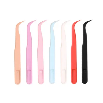 Multi-Purpose Plastic Eyelash Tweezers Slanted Tip Eyebrow Tweezers Handmade Durable MV Brand Factory Wholesale Beauty Tool