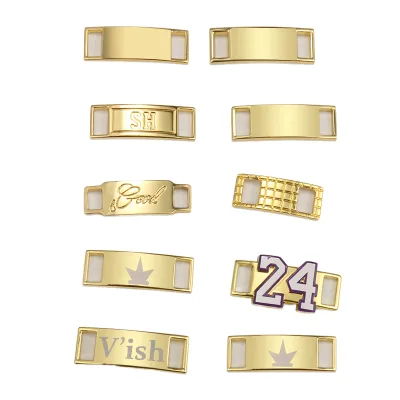 Custom Logo Shoe Accessories Metal Shoe Clasp Sneakers square Shoelace Clasp