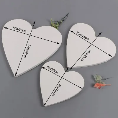 3 Pieces Heart-Shaped Non-toxic FSC Certified Stretched Canvas Boards Artist Primed Cotton Max 30cm Diameter