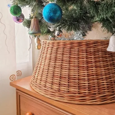 Best Manufacturer High Quality Tree Skirt Christmas Basket Wicker Boho Decor Living Room Decoration Christmas Tree Decoration