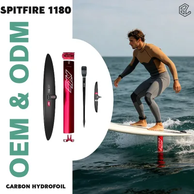 Complete Hydrofoil Kit Spitfire 1180 Carbon Front Wing with Red Aluminum Mast Wing Foil Equipment Set