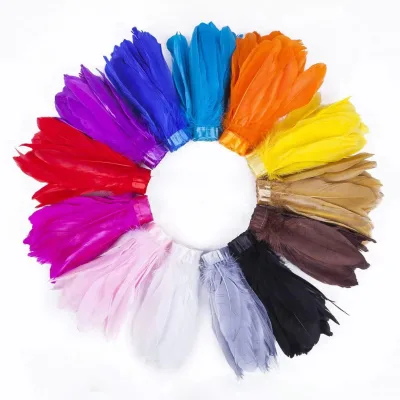 15-18cm Dyed Goose Feather Trimmings Stitched on Ribbon for Decorative Trim