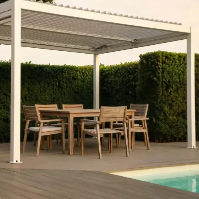 Aluminium Pergola Manual Operated Louver Custom Color Waterproof Shade for Restaurant Outdoor Dining Area