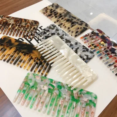 OEM Logo Acetic Acid Wide Comb Acetate Hair Comb for Women Big Tooth Combs Antistatic Sweet Style Small Quantity