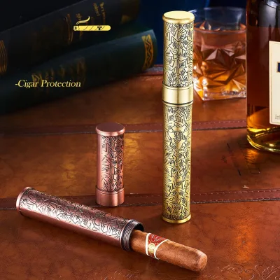 Luxury Outdoor Portable Metal Cigar Holder Classic Tube Case for Cigars