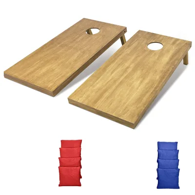 2 Pcs Classic Cornhole Set Solid Wood Premium Cornhole Game Set for Indoor Outdoor Toss Games Competitions for Outdoor Play