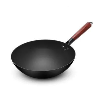Contemporary Wok Carbon Steel Practical Non-rusting Resilient Wok Cooker Slick Cast Iron Wok