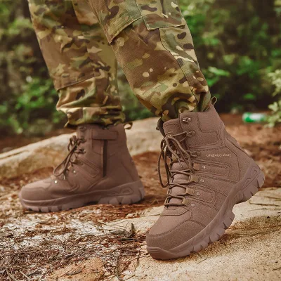 Tactical Boots Genuine Leather Upper Waterproof Anti-Shock Shock Resistant Rubber Sole OEM Comfort Winter Autumn Spring