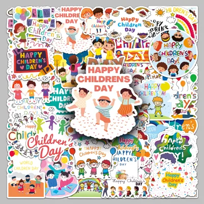 50pcs Factory Hot Fun Waterproof Decorative Children's Day Stickers for Party Goodies & Toys