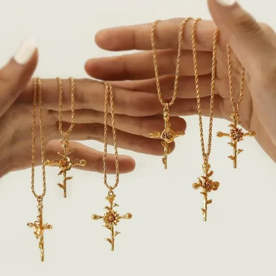 Wholesale Waterproof Unisex Halloween Cross 12 Months Birth Flower Mother's Day Gift Jewelry Chain Pendant Necklaces