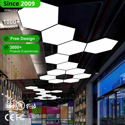 Hot Sale Modern Chandelier Hollow Solid Hexagon Led Pendant Light for Cafe Office Shop Studio Supermarket Lighting Aluminum PC