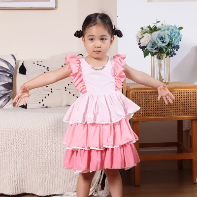 Embroidered Flutter Sleeve Skirt Fits Wedding Birthday Occasion Accepts Custom Size Wholesale Children Gown