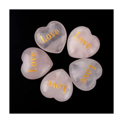 2026 Natural Rose Quartz Engraved Inspiration Love Stone Energy Crystals Healing Stones
