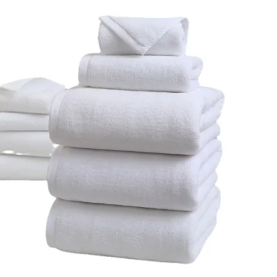 Wholesale White Cotton Bath Towel for Adults Hotel Toiletries Set with Embroidery Printing Hot Spring Bath Towel