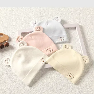 High-quality Double-layer Pure Cotton Boneless Tire Caps for Boys and Girls Full Moon Spring and Autumn Hats Suitable for