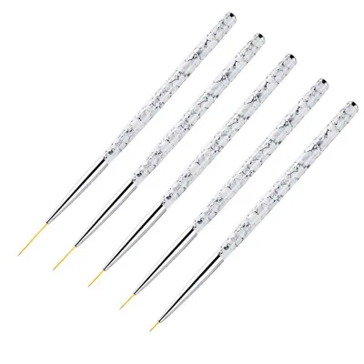 Nail Art Line Drawing Brush Set of 5 Nylon Liner Pens Marble White Color Professional & DIY Use