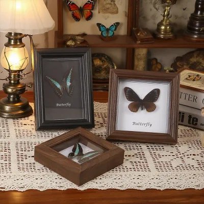 Vintage Rustic Three-dimensional Creative Style Photo Frame Tabletop butterfly Insect DIY square 4x6 Inches