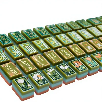 Three-layer Acrylic American Mahjong Tiles-Hand-painted Portable Home Game with Spot Foreign Design