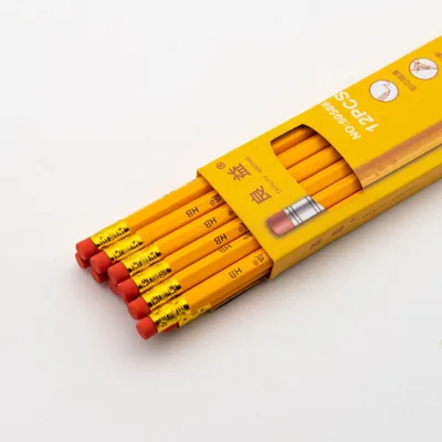 Wholesale Yellow Hexagonal Basswood Pencils with Eraser Colored Stationery for Writing Drawing for Promotions