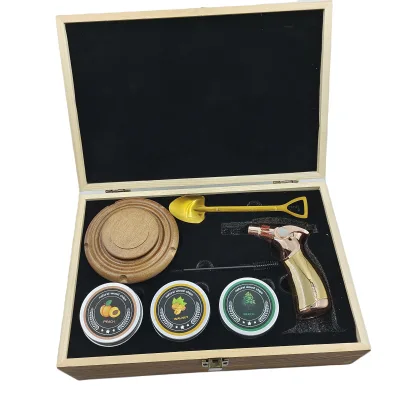 Cocktail Smoker Kit with Torch Wooden Box with Sponge Smoker Kit for Bar Whiskey Making Accept Customization Butane Free