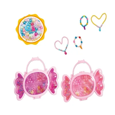 Pretend Play Toy DIY Jewelry Making Beads Kid Craft Toys Bead Toys Jewelry Box Beads Jewelry Set for Girls