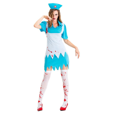 Halloween Horror Blue Nurse Costume Cosplay Costume Female Nurse Costume