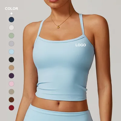 Custom High Quality Women's Fitness Gym Clothes Set High Waisted XL Size Shorts & Built Bra Workout Tank Tops for Yoga Outfits