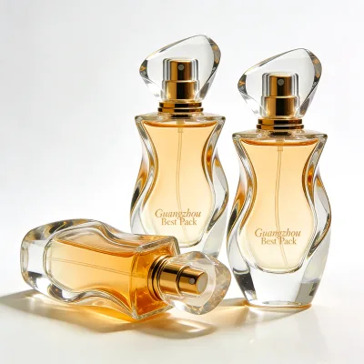 Wholesale High-End 50ml Custom Color Screen Printed Glass Cube Makeup Perfume Bottles with Pump Sprayer for Cream