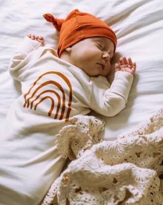 Summer spring unisex boy and girl rainbow printing sleepwear baby organic knotted sleep bag pajamas
