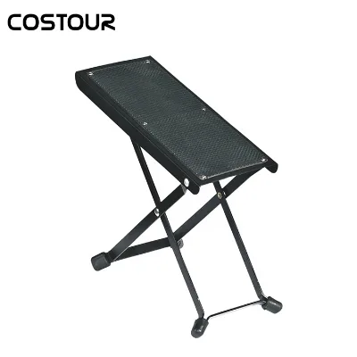 CT-311 Guitar Footrest Adjustable Metal Acoustic Guitar Metal Anti-Skid Folding Footrest Pedal 4 Heights Guitar Foot Stool