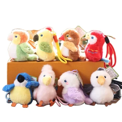 OEM Cute Simulation Bird Pendant, Parrot Plush Toy Doll, Sparrow Bag Charm,Stuffed Animal Doll Keychain Gift PP Cotton Filling