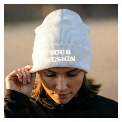 Custom Logo Cotton Cuffed Beanie with Thermal Transfer Printing Personalized Fashion Beanie for Adults