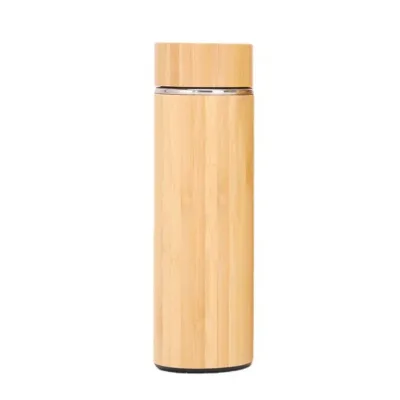 Hot Sale 500ml Custom Natural Bamboo Stainless Steel Water Botter Vacuum Flasks Thermos with Infuser BPA Free Lid