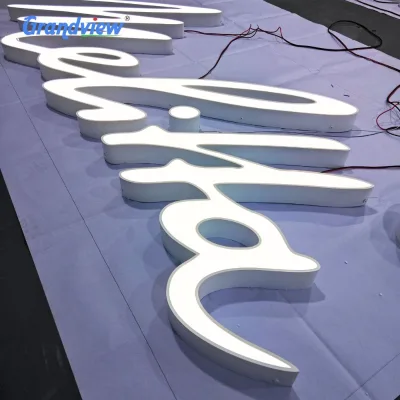 Custom Stainless Steel 3D Logo Letter Sign LED Advertising Illumination for Companies Hospitals Parks-Wall Mounted Custom Colors