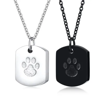 Dog Paw High Quality Stainless Steel Cremation Pet Urn Pendant Necklace Memorial Ashes Keepsake Urn Sublimation Urn Necklace