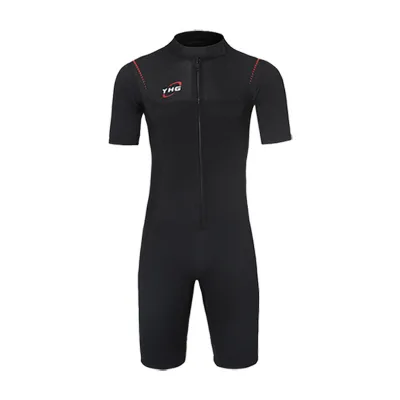 New 1.5mm One-Piece Short-Sleeved Wetsuit Chest Zip for Snorkeling Swimming Surfing-Sunscreen Breathable Plus Size for Couples