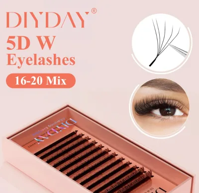 DIYDAY Handmade 16-20mm 5DW Eyelash Extension Portable Premium PBT Lashes Ultra Soft Light False Mink Eyelashes Beauty Salon