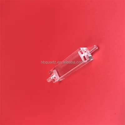 China Factory High Precision Flow Cuvette Optical Rectangle Quartz Glass Flow Through Cvuette With Outlet Fill Pipe