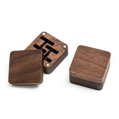 Handmade Wholesale Custom Logo Jermyn Wedding Luxury Men's Walnut Cufflinks Box with Magnet Closure and Gift Packaging