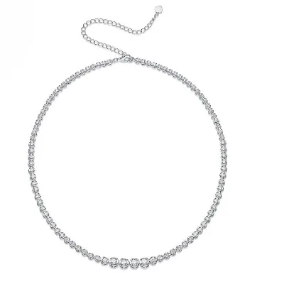 Custom Pass Diamond Tester Moissanite Necklace 925 Sterling Sliver Gradual Change Size Moissanite Tennis Link Chain Necklace