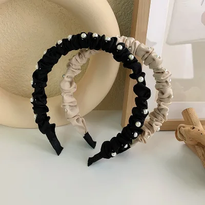 Korean Vintage Pearls Headband for Girls Hair Accessories Wholesale Headbands for Women Wide Brim Outgoing Hairband Hair Jewelry
