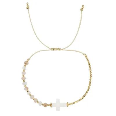 Fashionable shell cross woven crystal seedbeads bracelet adjustable friendship couple jewelry bracelet