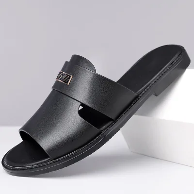Cross-border for Men's Summer Thick-soled Non-slip Slip-on Casual Beach Flip-flops Dad Outdoor Slippers