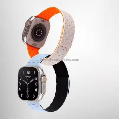 Smartwatch Strap Cute Slim Breathable Braided Sport Women Bracelet 41mm ultra 49mm Luxury for Magnetic Silicone apple Watch Band