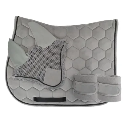 Hot Sale Equsetrian Horse Riding Fly Veil Bandages Saddle Pad Set Customized All Purpose Velvet Saddle Pads