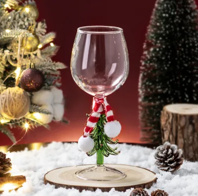 Christmas wine glasses stained glass wine glasses Christmas tree decorations stemmed glasses
