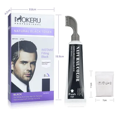 80ML Natural Herbal Instant Filling Black Hair Dye Color Shampoo for 100% Cover Gray Hairhypoallergenic Color Dye