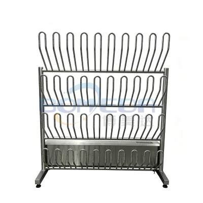Industrial Boot Dryer Rack 20 Pairs Stainless Steel Wader Drying Stand for Slaughterhouse Workshop