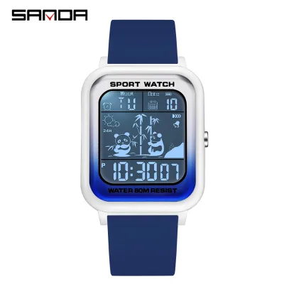 OEM SANDA 2024 New Top Square Electronic Watch Sports Casual Outdoor Waterproof Trend Unisex Wristwatch 6120